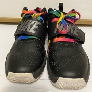 Unisex black Nike basketball shoes.